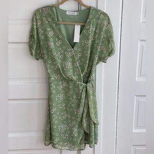 All in Favor Sage Floral Midi Dress